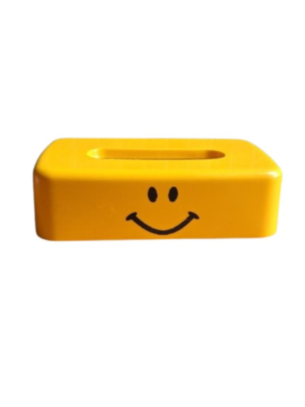 VTG 90s Yellow Smiley Face Tissue Box Cover Kidcore Retro Pop Art Home Decor OS